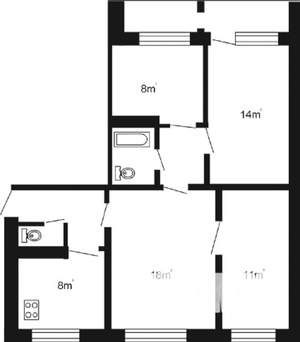 4-к квартира, вторичка, 72м2, 9/9 этаж