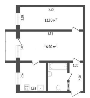 2-к квартира, вторичка, 44м2, 7/9 этаж