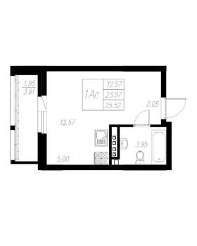 Студия квартира, вторичка, 26м2, 3/13 этаж
