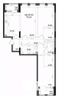 3-к квартира, вторичка, 91м2, 7/9 этаж