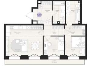 2-к квартира, строящийся дом, 77м2, 12/19 этаж