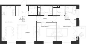 2-к квартира, вторичка, 94м2, 6/9 этаж