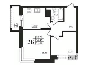 2-к квартира, вторичка, 52м2, 4/19 этаж
