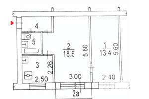 2-к квартира, вторичка, 43м2, 5/5 этаж