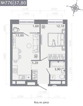 1-к квартира, вторичка, 38м2, 5/23 этаж