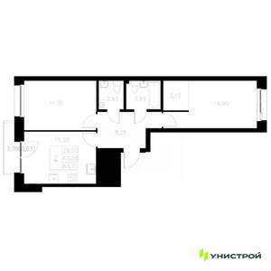 2-к квартира, вторичка, 64м2, 7/8 этаж