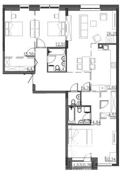 4-к квартира, вторичка, 127м2, 4/4 этаж