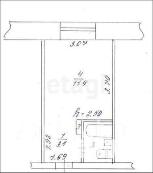 1-к квартира, вторичка, 17м2, 3/5 этаж