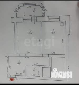 2-к квартира, вторичка, 61м2, 4/5 этаж