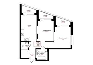 2-к квартира, вторичка, 56м2, 20/25 этаж
