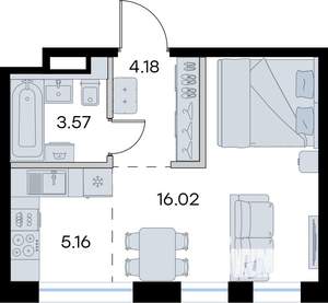 Студия квартира, вторичка, 29м2, 3/8 этаж