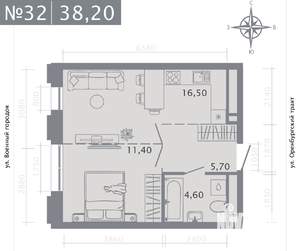 1-к квартира, строящийся дом, 38м2, 5/25 этаж