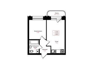 1-к квартира, вторичка, 36м2, 7/25 этаж