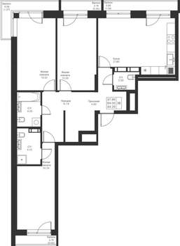 3-к квартира, вторичка, 98м2, 6/25 этаж