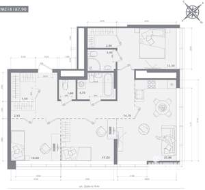 3-к квартира, строящийся дом, 92м2, 2/23 этаж