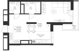 1-к квартира, вторичка, 44м2, 6/25 этаж