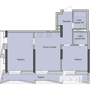 2-к квартира, строящийся дом, 63м2, 5/23 этаж