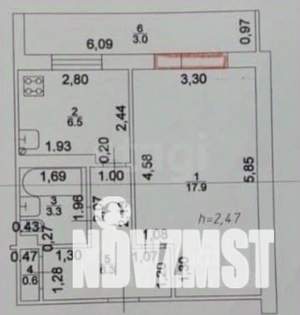 1-к квартира, вторичка, 33м2, 9/9 этаж