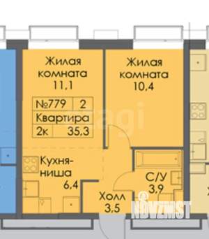 1-к квартира, вторичка, 35м2, 25/26 этаж