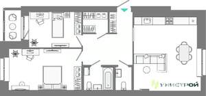 2-к квартира, вторичка, 76м2, 7/10 этаж