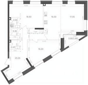 2-к квартира, вторичка, 103м2, 8/15 этаж