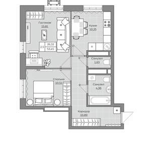 2-к квартира, вторичка, 53м2, 20/25 этаж