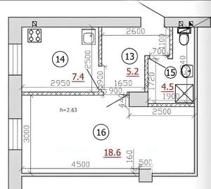 1-к квартира, вторичка, 34м2, 1/3 этаж