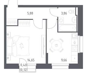 1-к квартира, вторичка, 34м2, 14/17 этаж