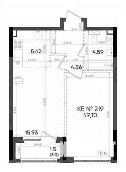 2-к квартира, вторичка, 49м2, 13/23 этаж