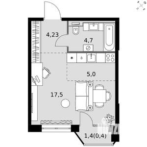 1-к квартира, вторичка, 32м2, 14/20 этаж