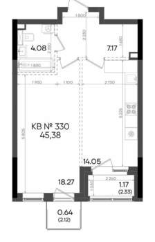 1-к квартира, вторичка, 45м2, 4/23 этаж