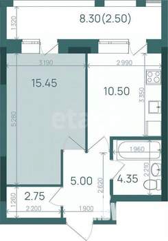 1-к квартира, сданный дом, 51м2, 20/21 этаж