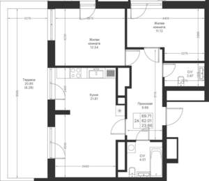 2-к квартира, вторичка, 70м2, 17/24 этаж