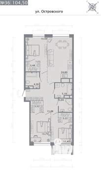 3-к квартира, строящийся дом, 105м2, 5/8 этаж