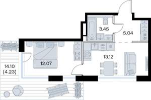 1-к квартира, строящийся дом, 38м2, 6/8 этаж