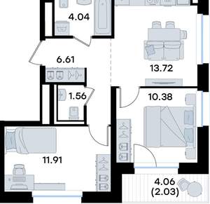 2-к квартира, вторичка, 50м2, 3/8 этаж