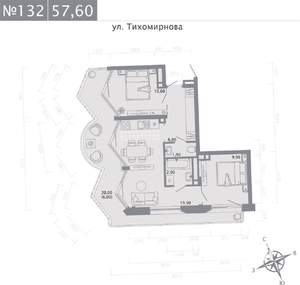 2-к квартира, строящийся дом, 58м2, 5/5 этаж