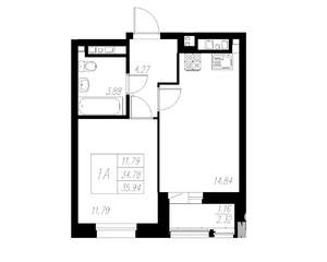 1-к квартира, вторичка, 36м2, 12/13 этаж