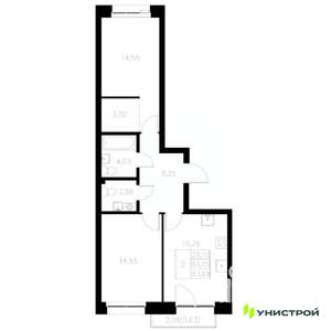 2-к квартира, вторичка, 64м2, 6/8 этаж