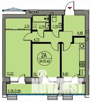 2-к квартира, строящийся дом, 54м2, 4/10 этаж