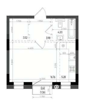 Студия квартира, вторичка, 34м2, 8/22 этаж