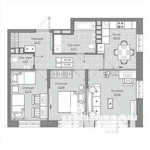 3-к квартира, вторичка, 71м2, 13/19 этаж