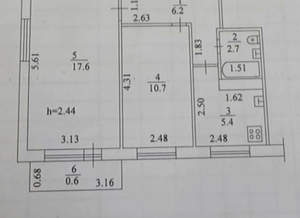 2-к квартира, вторичка, 43м2, 5/5 этаж