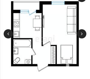 1-к квартира, вторичка, 34м2, 1/5 этаж