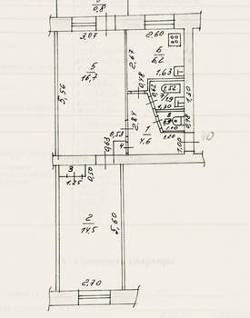 2-к квартира, вторичка, 46м2, 5/5 этаж