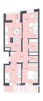 3-к квартира, вторичка, 77м2, 3/22 этаж