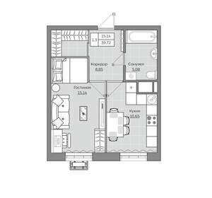 1-к квартира, вторичка, 40м2, 12/25 этаж