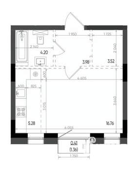 Студия квартира, вторичка, 34м2, 5/22 этаж