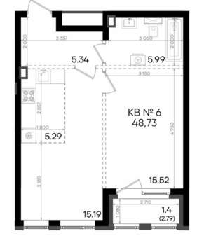 2-к квартира, вторичка, 49м2, 3/9 этаж