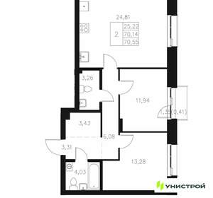 2-к квартира, вторичка, 71м2, 5/7 этаж